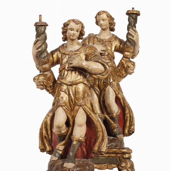 QUATTRO ANGELI REGGICERO, ITALIA CENTRALE, SECOLO XVI  - Asta Mobili, oggetti d'arte e sculture da collezioni private  - Associazione Nazionale - Case d'Asta italiane