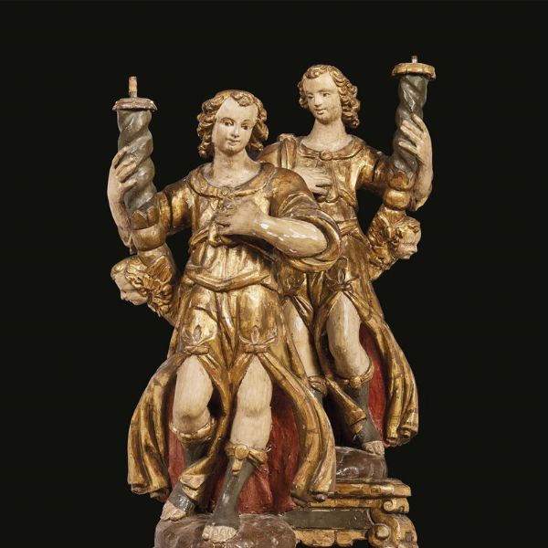 QUATTRO ANGELI REGGICERO, ITALIA CENTRALE, SECOLO XVI  - Asta Mobili, oggetti d'arte e sculture da collezioni private  - Associazione Nazionale - Case d'Asta italiane