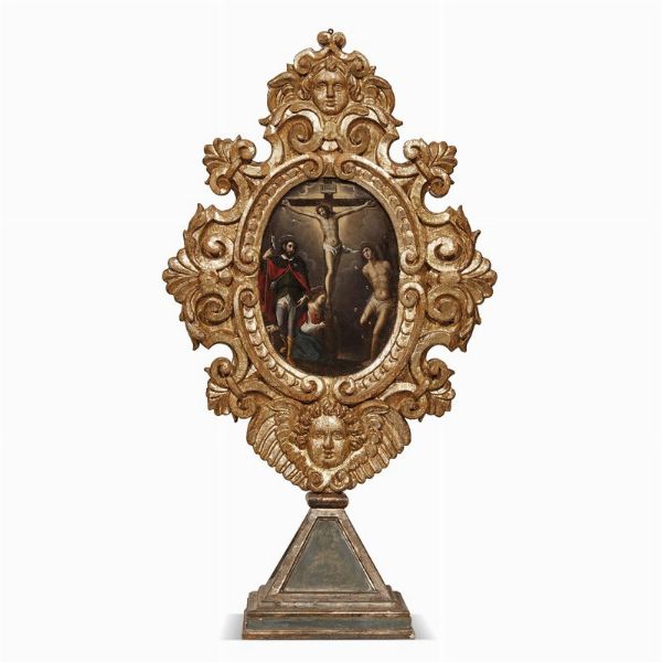 DIPINTO PROCESSIONALE ENTRO CORNICE, TOSCANA, SECOLO XVII  - Asta Mobili, oggetti d'arte e sculture da collezioni private  - Associazione Nazionale - Case d'Asta italiane