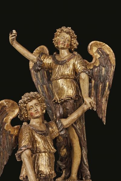 COPPIA DI ANGELI, ITALIA CENTRALE, INIZI SECOLO XVII  - Asta Mobili, oggetti d'arte e sculture da collezioni private  - Associazione Nazionale - Case d'Asta italiane
