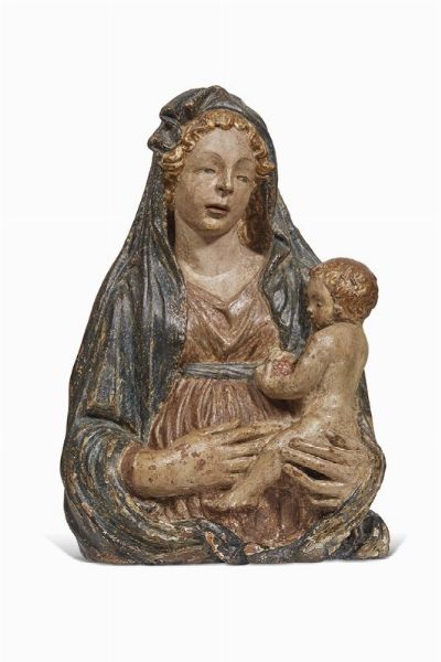 MADONNA COL BAMBINO, FIRENZE, PRIMA MET SECOLO XV  - Asta Mobili, oggetti d'arte e sculture da collezioni private  - Associazione Nazionale - Case d'Asta italiane