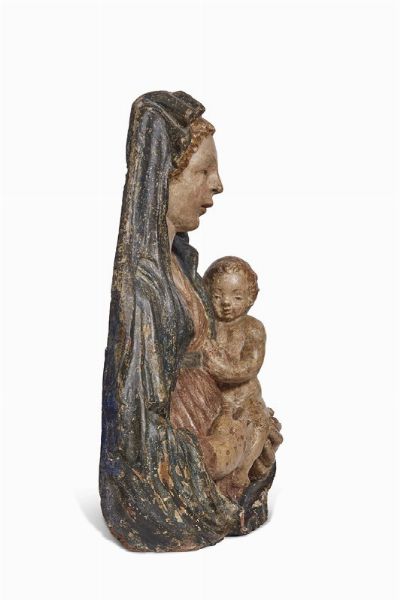 MADONNA COL BAMBINO, FIRENZE, PRIMA MET SECOLO XV  - Asta Mobili, oggetti d'arte e sculture da collezioni private  - Associazione Nazionale - Case d'Asta italiane