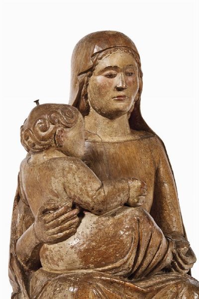 MADONNA CON IL BAMBINO, PRIMO MAESTRO DELLA LOGGIA DEGLI OSII, 1315-1320 CIRCA  - Asta Mobili, oggetti d'arte e sculture da collezioni private  - Associazione Nazionale - Case d'Asta italiane