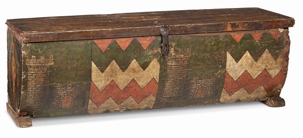 PICCOLO CASSONE STEMMATO, TOSCANA, SECOLO XV  - Asta Mobili, oggetti d'arte e sculture da collezioni private  - Associazione Nazionale - Case d'Asta italiane