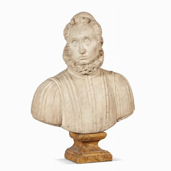 BUSTO DI GENTILDONNA, ITALIA SETTENTRIONALE, INIZI SECOLO XVII  - Asta Mobili, oggetti d'arte e sculture da collezioni private  - Associazione Nazionale - Case d'Asta italiane