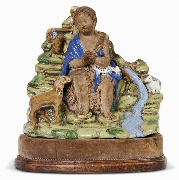 SAN GIOVANNI BATTISTA FANCIULLO NEL DESERTO, FIRENZE, GIOVANNI DELLA ROBBIA, 1520 CIRCA  - Asta Mobili, oggetti d'arte e sculture da collezioni private  - Associazione Nazionale - Case d'Asta italiane
