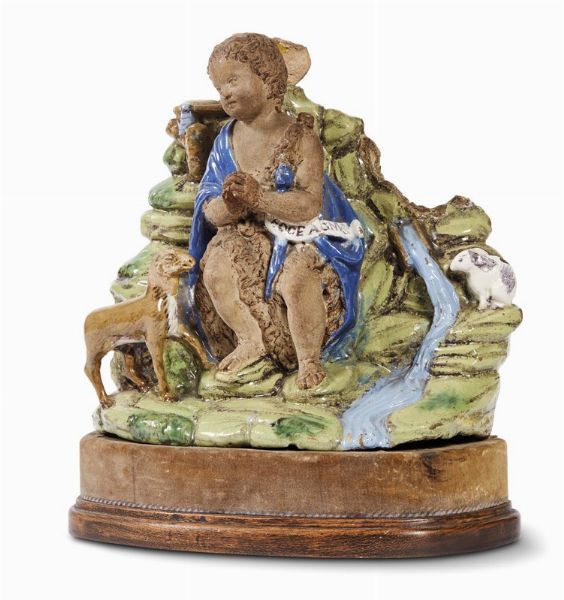 SAN GIOVANNI BATTISTA FANCIULLO NEL DESERTO, FIRENZE, GIOVANNI DELLA ROBBIA, 1520 CIRCA  - Asta Mobili, oggetti d'arte e sculture da collezioni private  - Associazione Nazionale - Case d'Asta italiane