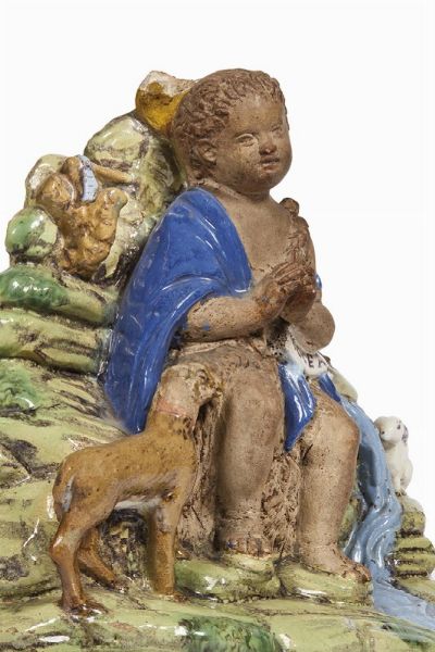 SAN GIOVANNI BATTISTA FANCIULLO NEL DESERTO, FIRENZE, GIOVANNI DELLA ROBBIA, 1520 CIRCA  - Asta Mobili, oggetti d'arte e sculture da collezioni private  - Associazione Nazionale - Case d'Asta italiane