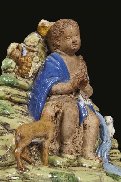 SAN GIOVANNI BATTISTA FANCIULLO NEL DESERTO, FIRENZE, GIOVANNI DELLA ROBBIA, 1520 CIRCA  - Asta Mobili, oggetti d'arte e sculture da collezioni private  - Associazione Nazionale - Case d'Asta italiane