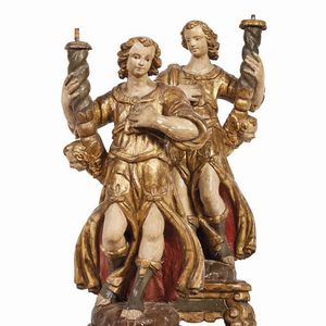 QUATTRO ANGELI REGGICERO, ITALIA CENTRALE, SECOLO XVI  - Asta Mobili, oggetti d'arte e sculture da collezioni private  - Associazione Nazionale - Case d'Asta italiane