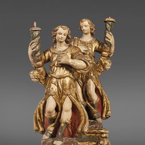 QUATTRO ANGELI REGGICERO, ITALIA CENTRALE, SECOLO XVI  - Asta Mobili, oggetti d'arte e sculture da collezioni private  - Associazione Nazionale - Case d'Asta italiane