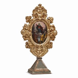 DIPINTO PROCESSIONALE ENTRO CORNICE, TOSCANA, SECOLO XVII  - Asta Mobili, oggetti d'arte e sculture da collezioni private  - Associazione Nazionale - Case d'Asta italiane