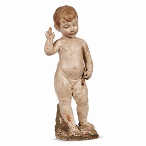 GES BAMBINO BENEDICENTE, FIRENZE, SECONDA MET     SECOLO XV  - Asta Mobili, oggetti d'arte e sculture da collezioni private  - Associazione Nazionale - Case d'Asta italiane