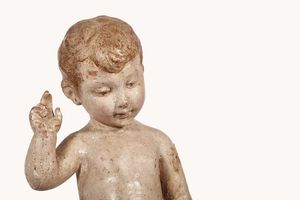 GES BAMBINO BENEDICENTE, FIRENZE, SECONDA MET     SECOLO XV  - Asta Mobili, oggetti d'arte e sculture da collezioni private  - Associazione Nazionale - Case d'Asta italiane