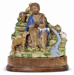 SAN GIOVANNI BATTISTA FANCIULLO NEL DESERTO, FIRENZE, GIOVANNI DELLA ROBBIA, 1520 CIRCA  - Asta Mobili, oggetti d'arte e sculture da collezioni private  - Associazione Nazionale - Case d'Asta italiane