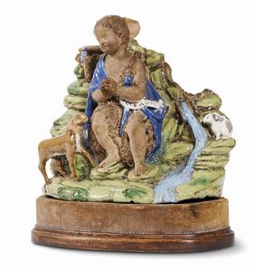 SAN GIOVANNI BATTISTA FANCIULLO NEL DESERTO, FIRENZE, GIOVANNI DELLA ROBBIA, 1520 CIRCA  - Asta Mobili, oggetti d'arte e sculture da collezioni private  - Associazione Nazionale - Case d'Asta italiane