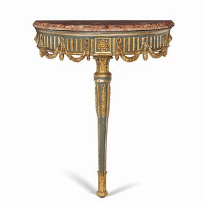 COPPIA DI PICCOLE CONSOLES DA PARETE, ITALIA SETTENTRIONALE, FINE SECOLO XVIII  - Asta Mobili, oggetti d'arte e sculture da collezioni private  - Associazione Nazionale - Case d'Asta italiane