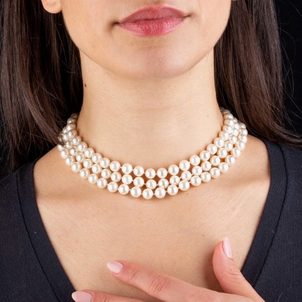 GIROCOLLO DI PERLE CON PIETRE DI COLORE  - Asta Gioielli - Associazione Nazionale - Case d'Asta italiane