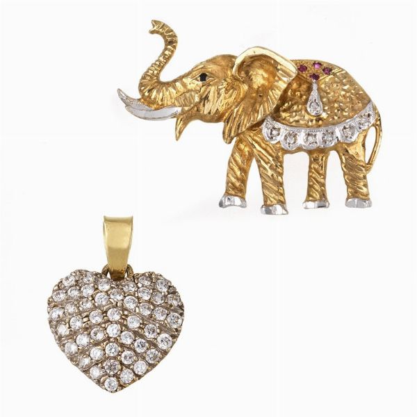 LOTTO COMPOSTO DA SPILLA E PENDENTE  - Asta Gioielli - Associazione Nazionale - Case d'Asta italiane