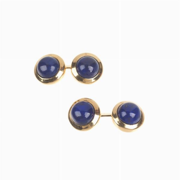 PAIO DI GEMELLI A DISCO CON LAPISLAZZULI  - Asta Gioielli - Associazione Nazionale - Case d'Asta italiane