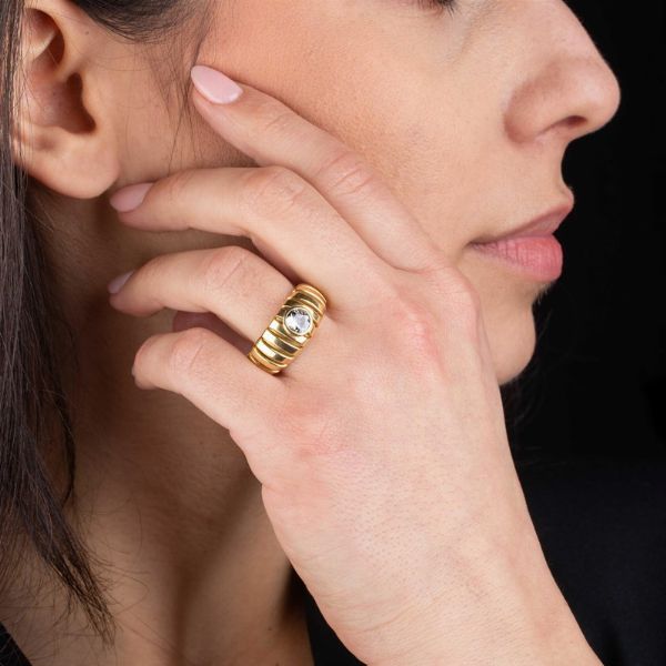 ANELLO TUBOGAS CON DIAMANTE  - Asta Gioielli - Associazione Nazionale - Case d'Asta italiane