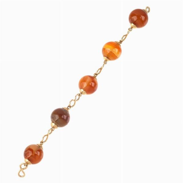 BRACCIALE A CATENA CON CORNIOLE  - Asta Gioielli - Associazione Nazionale - Case d'Asta italiane