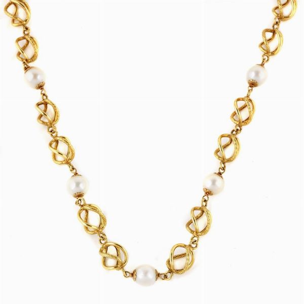 LUNGA COLLANA A CATENA CON PERLE  - Asta Gioielli - Associazione Nazionale - Case d'Asta italiane