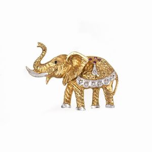 LOTTO COMPOSTO DA SPILLA E PENDENTE  - Asta Gioielli - Associazione Nazionale - Case d'Asta italiane