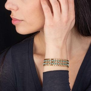 BRACCIALE A FASCIA CON TURCHESI  - Asta Gioielli - Associazione Nazionale - Case d'Asta italiane