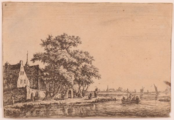 Paesaggio fluviale con chiesa  - Asta Parade - Arredi e dipinti antichi  - Associazione Nazionale - Case d'Asta italiane