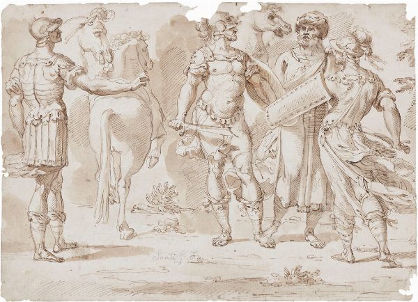 Scena con guerrieri  - Asta Parade - Arredi e dipinti antichi  - Associazione Nazionale - Case d'Asta italiane