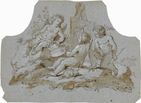 Tre Putti (Allegoria della Pittura)  - Asta Parade - Arredi e dipinti antichi  - Associazione Nazionale - Case d'Asta italiane