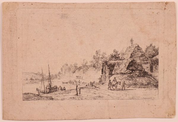 Paesaggio fluviale con capanna  - Asta Parade - Arredi e dipinti antichi  - Associazione Nazionale - Case d'Asta italiane