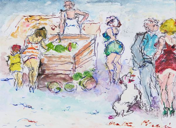 WALTER PIACESI : Mercato all'aperto  - Asta Arte Moderna e Contemporanea - Associazione Nazionale - Case d'Asta italiane