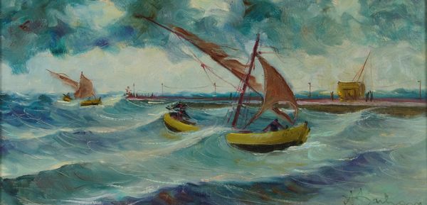 Antonio D'Arliano : Barche con mare in tempesta  - Asta Arte Moderna e Contemporanea - Associazione Nazionale - Case d'Asta italiane