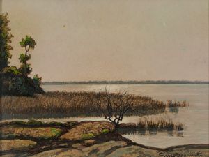 Gino Romiti - Paesaggio lacustre