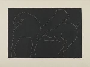 Marino Marini - Cavaliere su fondo nero