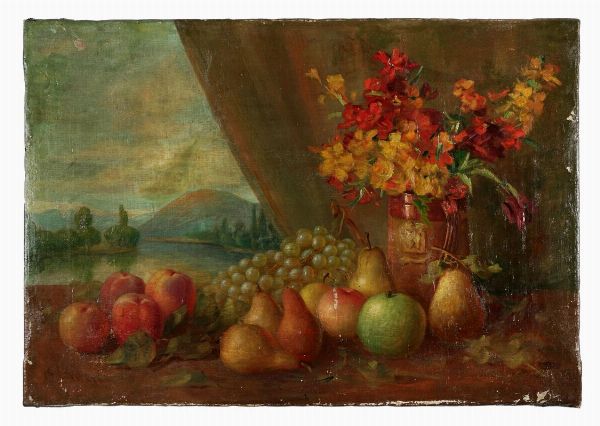 CESARE VIAZZI : Natura morta con frutta.  - Asta Arte Moderna e Contemporanea - Associazione Nazionale - Case d'Asta italiane