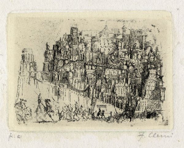 Fabrizio Clerici : Lotto composto di 6 incisioni.  - Asta Arte Moderna e Contemporanea - Associazione Nazionale - Case d'Asta italiane