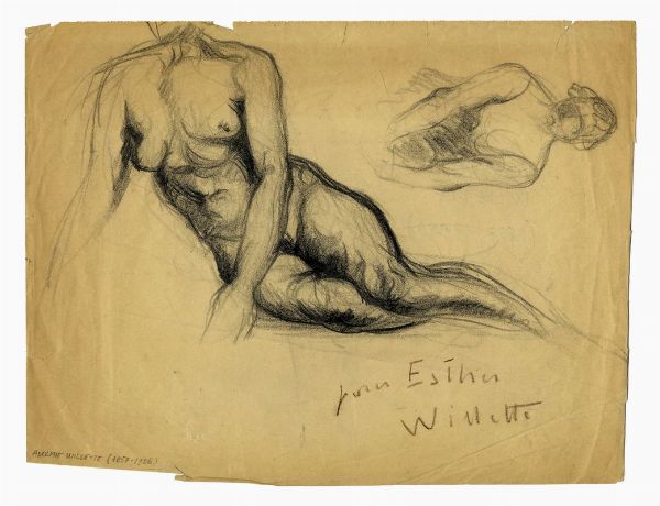 ADOLPHE-L�ON WILLETTE : Nudo femminile.  - Asta Arte Moderna e Contemporanea - Associazione Nazionale - Case d'Asta italiane