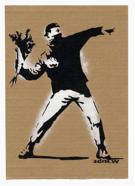 Banksy : The flower thrower.  - Asta Arte Moderna e Contemporanea - Associazione Nazionale - Case d'Asta italiane