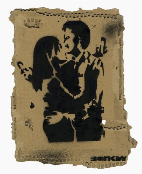 Banksy : Lovers with smartphones.  - Asta Arte Moderna e Contemporanea - Associazione Nazionale - Case d'Asta italiane