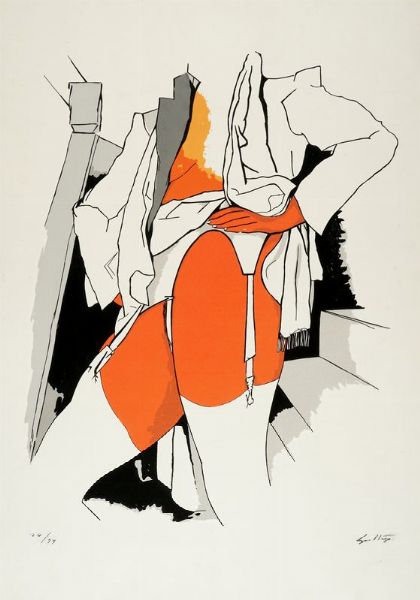 Renato Guttuso : Reggicalze.  - Asta Arte Moderna e Contemporanea - Associazione Nazionale - Case d'Asta italiane