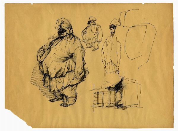 Studi vari per Pulcinella.  - Asta Arte Moderna e Contemporanea - Associazione Nazionale - Case d'Asta italiane