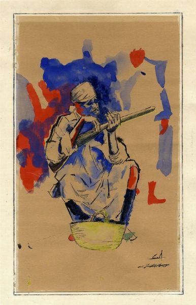 Figura orientale.  - Asta Arte Moderna e Contemporanea - Associazione Nazionale - Case d'Asta italiane