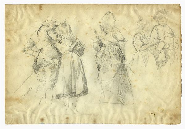 Federico Andreotti : Lotto composto di 2 disegni.  - Asta Arte Moderna e Contemporanea - Associazione Nazionale - Case d'Asta italiane