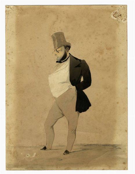 Odoardo Borrani : Caricatura di figura maschile.  - Asta Arte Moderna e Contemporanea - Associazione Nazionale - Case d'Asta italiane