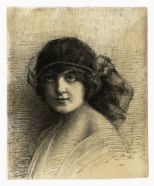 Giovanni Costetti : Donna con cappello.  - Asta Arte Moderna e Contemporanea - Associazione Nazionale - Case d'Asta italiane