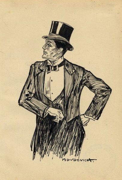 Marcello Dudovich : Uomo con cilindro.  - Asta Arte Moderna e Contemporanea - Associazione Nazionale - Case d'Asta italiane