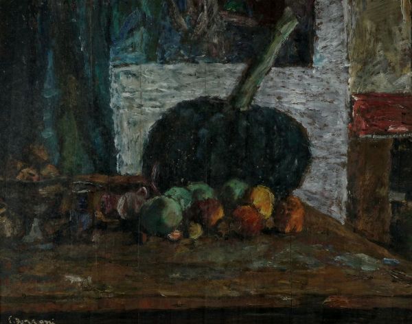 Enzo Faraoni : Natura morta con zucca.  - Asta Arte Moderna e Contemporanea - Associazione Nazionale - Case d'Asta italiane